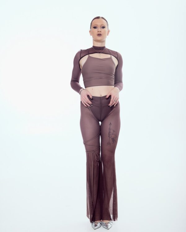 SILHOUETTE PANTS — Mocha brown mesh
