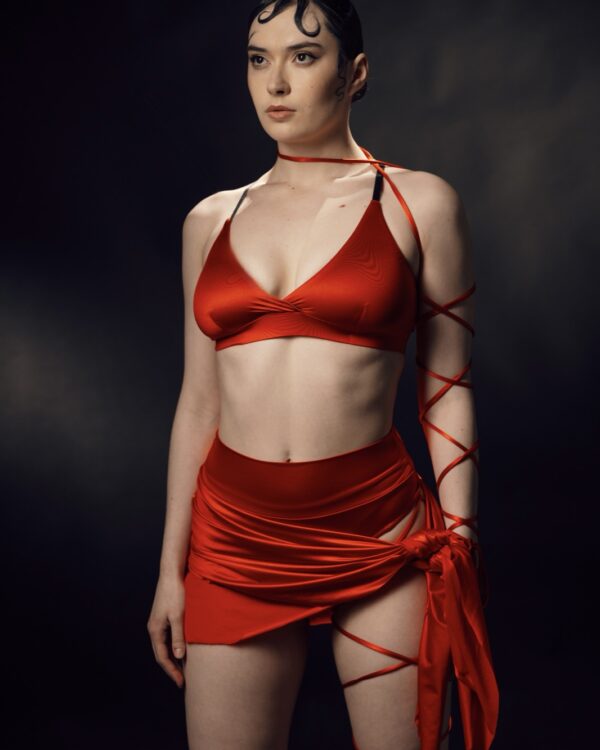 SKINN top — Red silk