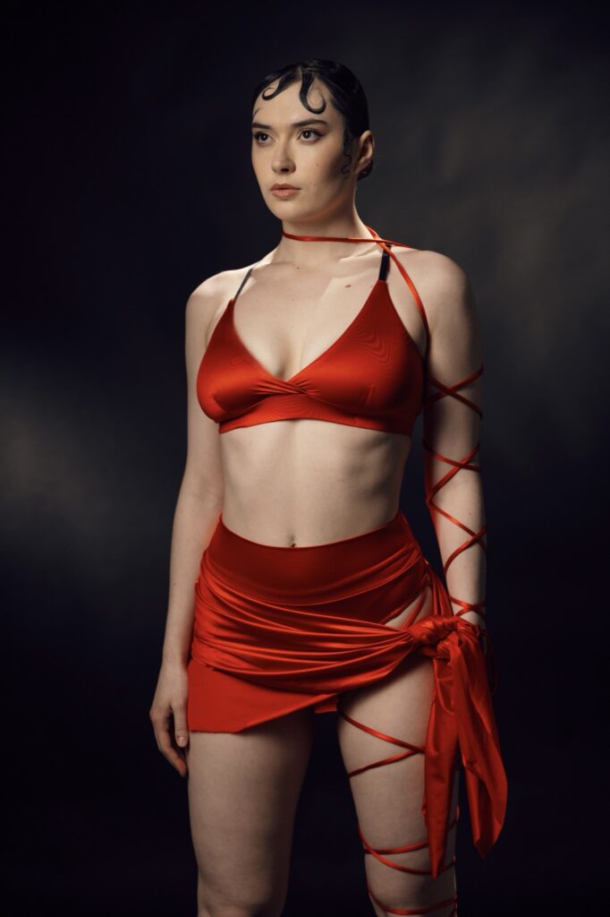 SKINN top — Red silk