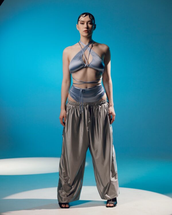 Dans silky pants — Gray silk